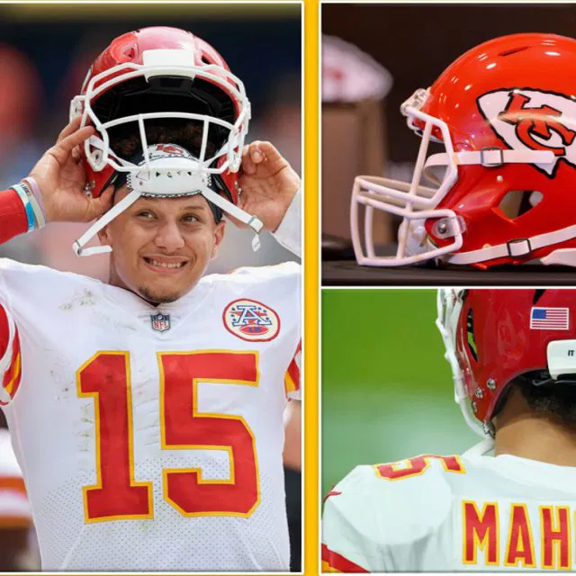 	
patrick mahomes broken helmet